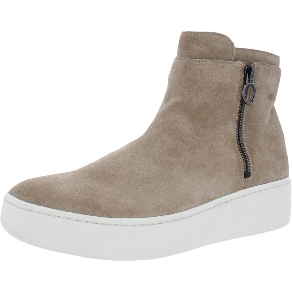 Via Spiga Women's Easton Side Zip MID HIGH Sneaker, Cement Suede, 9 M US